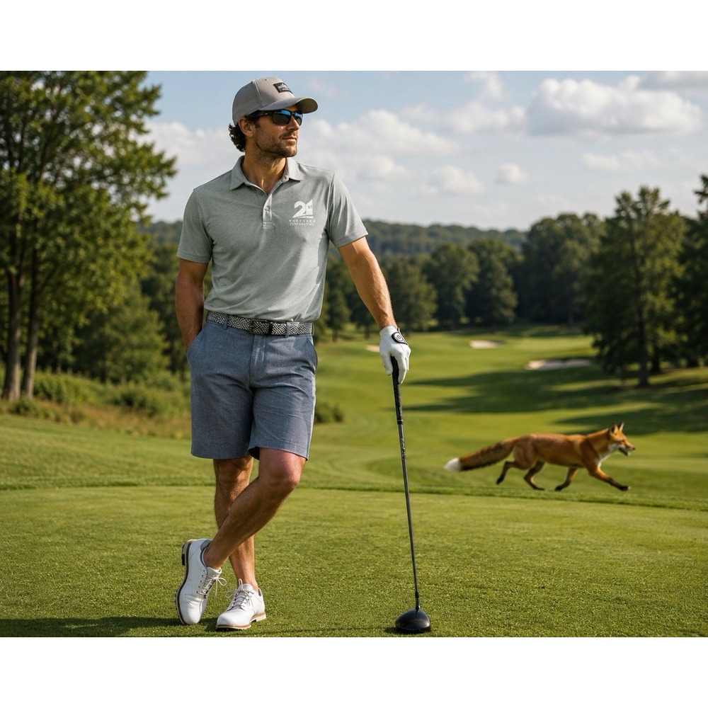 Travis Mathew  Golf Polo Shirt Mens LRG GRAY  Performance MORTGAGE LOGO